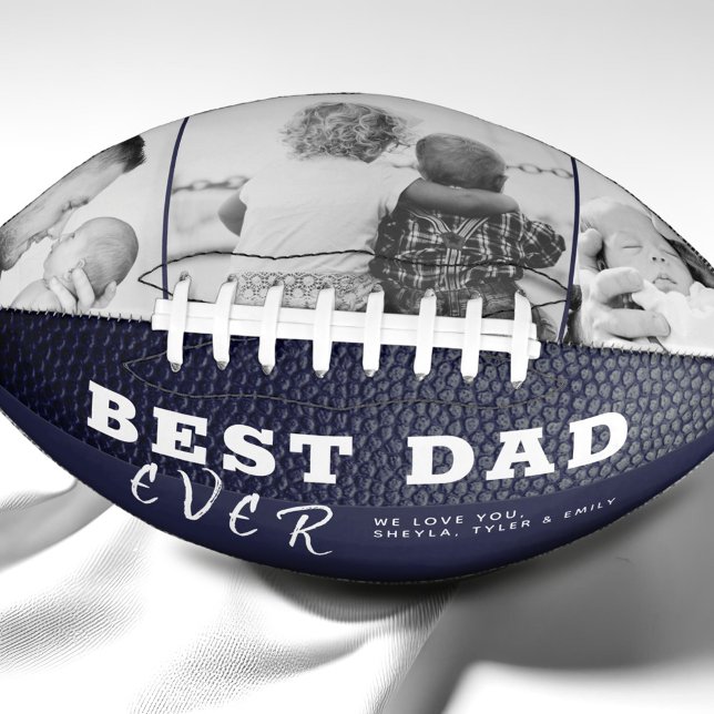 Best Dad Leather Father`s Day 3 Photo Collage American Football (Creator Uploaded)