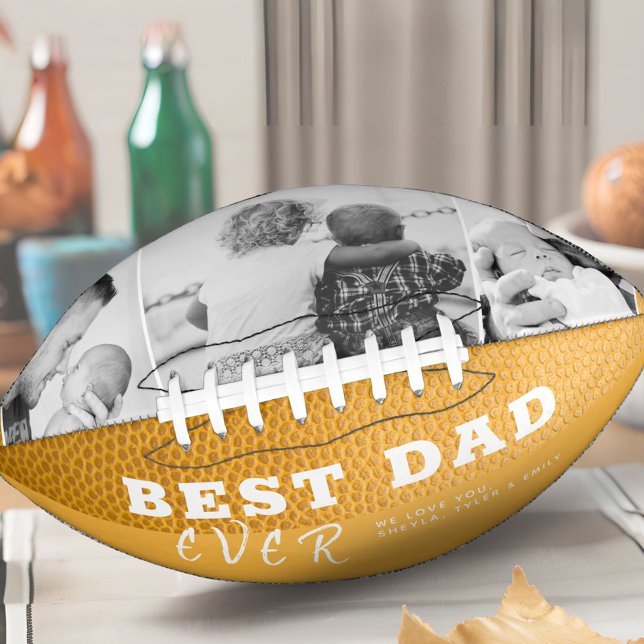 Best Dad Leather Father`s Day 3 Photo Collage American Football (Creator Uploaded)
