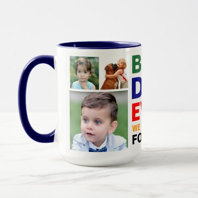 Best Dad Love Forever Photo Large Coffee Cup (Left)