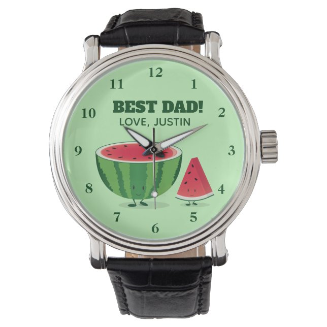 Best Dad Love Name Watermelon Fruit Cartoon Watch (Front)
