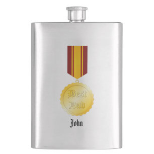Best Dad Medal Brooch Father’s Day Hip Flask
