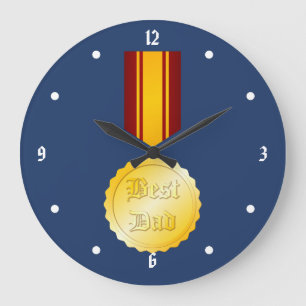 Best Dad Medal Brooch Father’s Day Large Clock