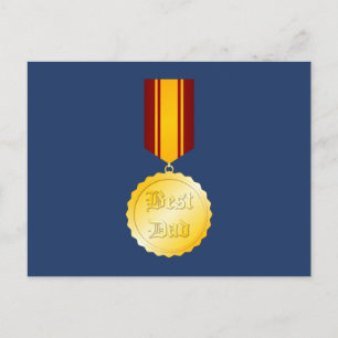 Best Dad Medal Brooch Father’s Day Postcard