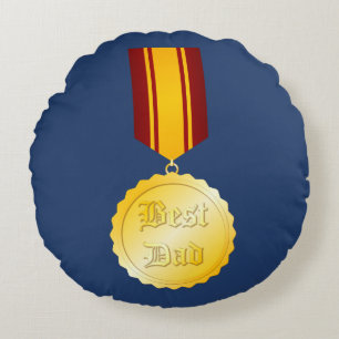 Best Dad Medal Brooch Father’s Day Round Cushion