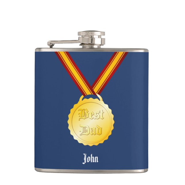 Best Dad Medal Father’s Day Hip Flask (Front)