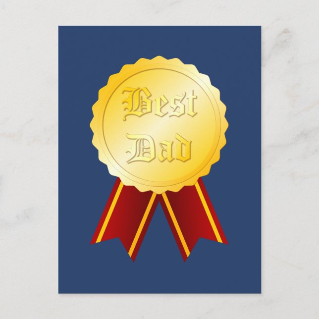 Best Dad Medal Ribbon Father’s Day Postcard (Front)