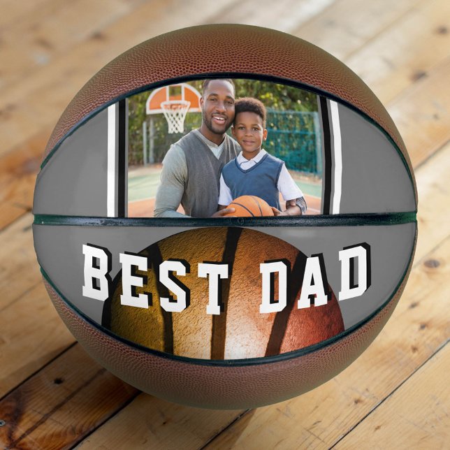 Best Dad Metallic Orange Father Photo Basketball (Creator Uploaded)