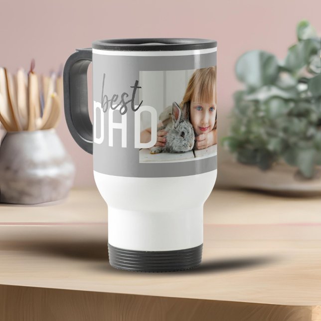 Best Dad Modern Grey Photo Father`s Day Travel Mug (Creator Uploaded)