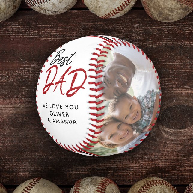 Best Dad Modern Script Father`s Day Photo Baseball (Creator Uploaded)