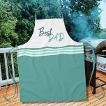Best Dad Modern Turquoise Script Father`s Day Apron<br><div class="desc">Best Dad Modern Turquoise Script Father`s Day Apron. Modern apron with a Best Dad in a trendy script. The design has stripes in different turquoise colours. Great gift idea for a dad,  especially on Father`s Day and birthday.</div>