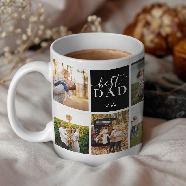 Best Dad Monogram Photo Collage  Coffee Mug (Creator Uploaded)