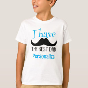 Best dad moustache fathers day Custom blue text bo T-Shirt
