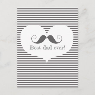 Best dad! Moustache & Grey Stripes - Father's Day Postcard
