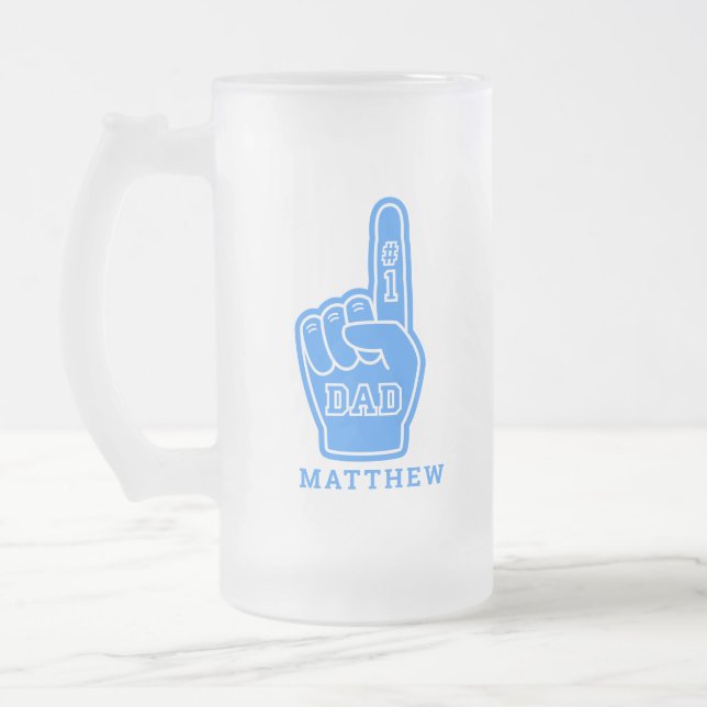 Best Dad Number One Father's Day Frosted  Glass Beer Mug (Left)