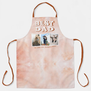 Best Dad Orange Watercolor 3 Photos Keepsake  Apron