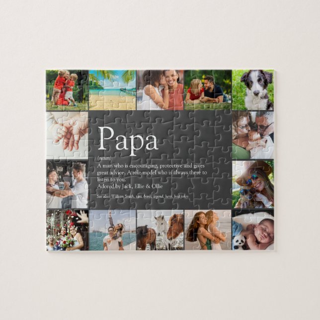 Best Dad Papa Father Definition 14 Photo Fun Grey Jigsaw Puzzle (Horizontal)