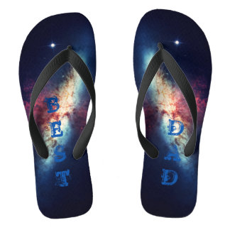 Best Dad Personalised Blue Cosmos  Flip Flops
