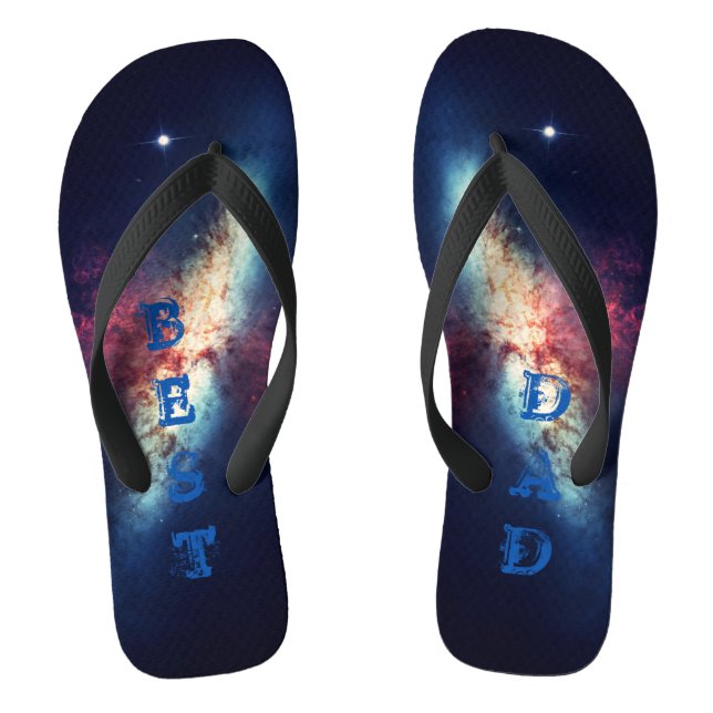 Best Dad Personalised Blue Cosmos  Flip Flops (Footbed)