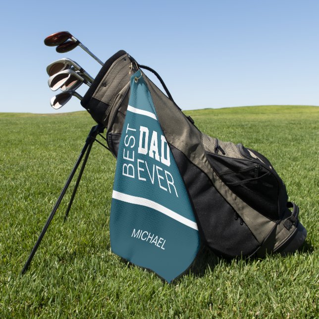 Best Dad Personalised Golf Towel (Green)