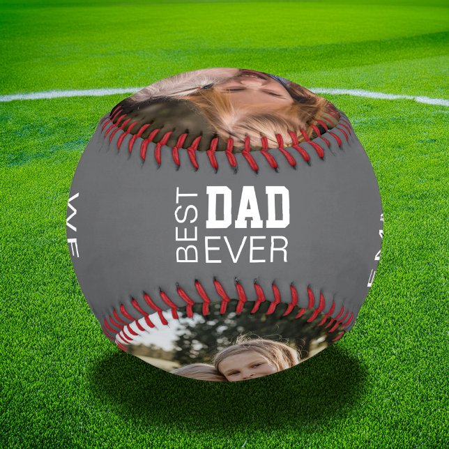 Best Dad Personalised Photos Baseball (Create your own custom photos Best Dad Baseball Gift by MINTIC DESIGN STUDIO)