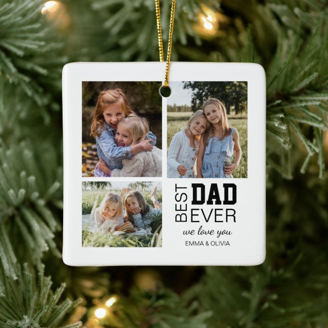 Best Dad Personalised Photos Ceramic Ornament (Tree)