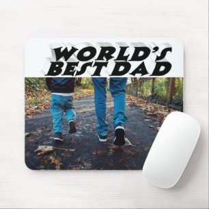 Best Dad photo black 3d text Mouse Mat
