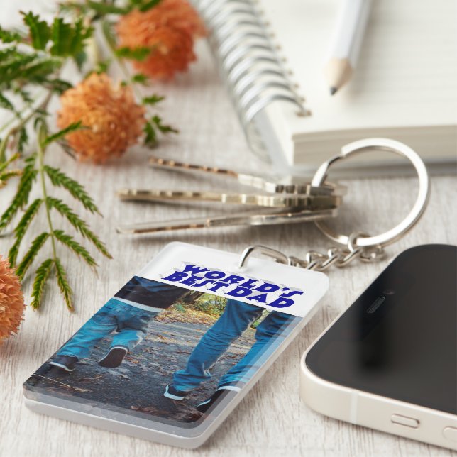 Best Dad photo blue 3d text    Key Ring (Front Right)