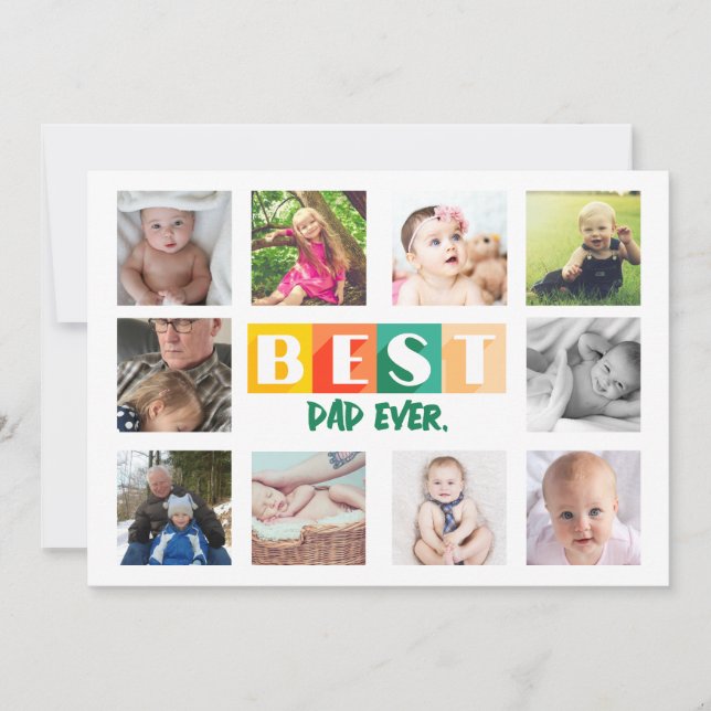BEST DAD Photo Collage Custom Personalised Cute Holiday Card (Front)