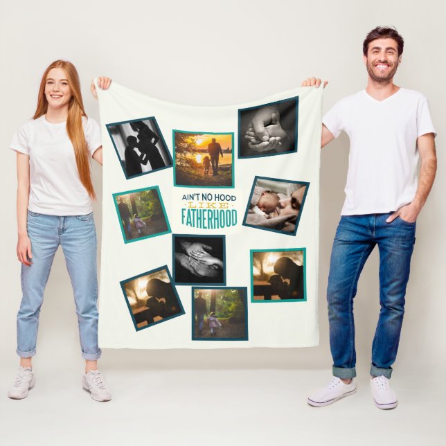 Best dad Photo Collage Funny Fatherhood Quote Flee Fleece Blanket (In Situ)