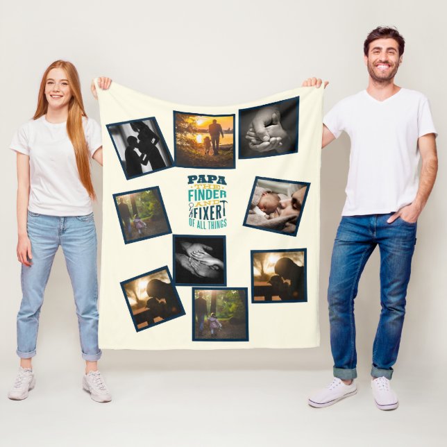 Best DAD Photo Collage Funny Fatherhood Quote Flee Fleece Blanket (In Situ)