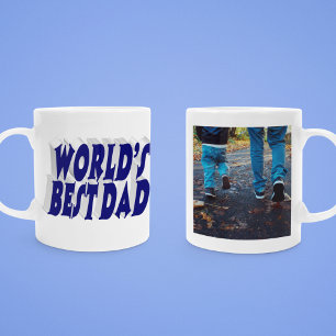 Best Dad photo dark blue 3d text Coffee Mug