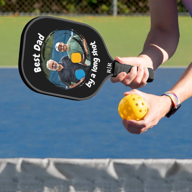 Best Dad Photo Gift | Custom Modern Monogram Pickleball Paddle (Insitu)