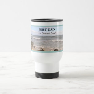 Best Dad Photo of Wavy Atlantic Ocean Blue Sky Travel Mug