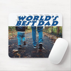 Best Dad photo sea blue 3d text Mouse Mat
