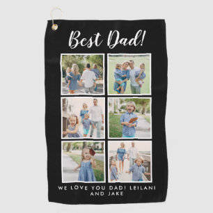 Best Dad! Photos Collage Black Golf Towel