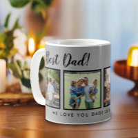 Best Dad! Photos Collage Message Light Grey