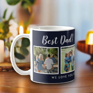 Best Dad! Photos Collage Message Navy Blue Coffee Mug