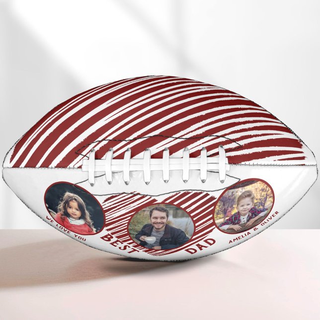 Best Dad Red Heart Father`s Day 3 Photo Collage American Football (Creator Uploaded)