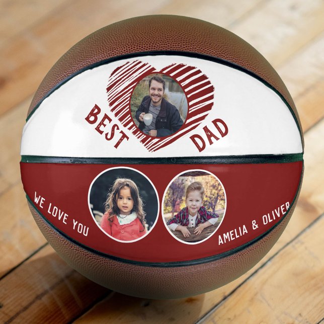 Best Dad Red Heart Father`s Day 3 Photos Basketball (Creator Uploaded)