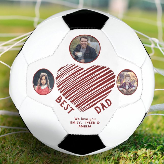 Best Dad Red Heart Father`s Day 3 Photos  Football (Creator Uploaded)