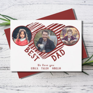 Best Dad Red Heart Father`s Day 3 Photos  Holiday Card