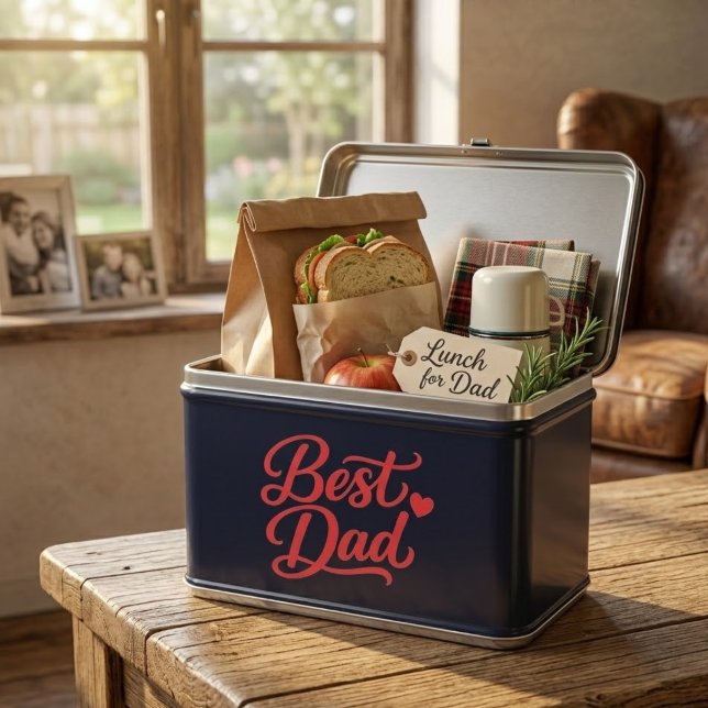 Best Dad Script Red Heart Classic Metal Lunchbox (Creator Uploaded)