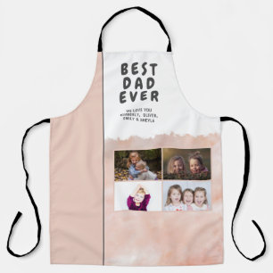 Best Dad Script Watercolor 4 Photo Collage  Apron