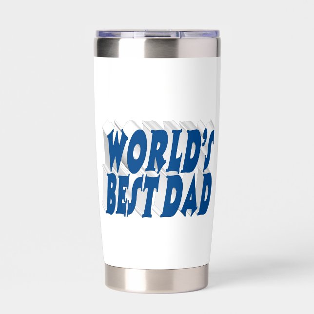 Best Dad sea blue 3d text Insulated Tumbler (Front)