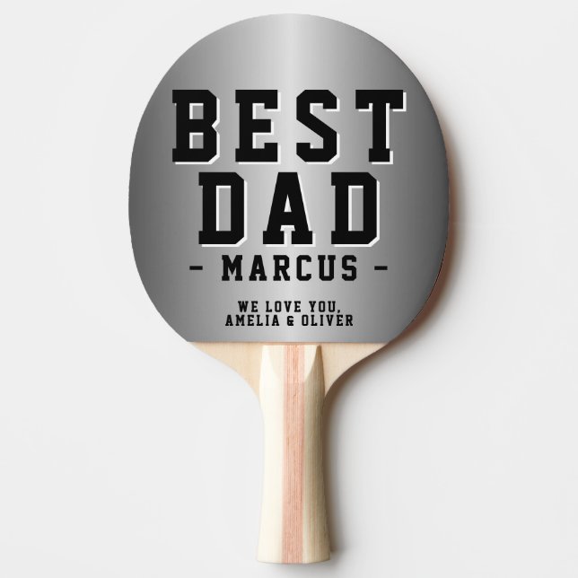 Best Dad Silver Metallic Father`s Day Ping Pong Paddle (Front)