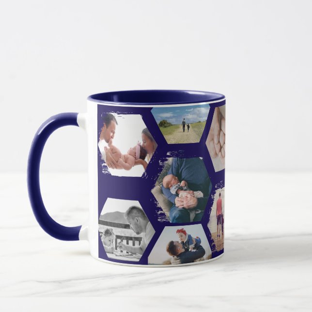 "Best Dad Since" photos and customizable date Mug (Left)