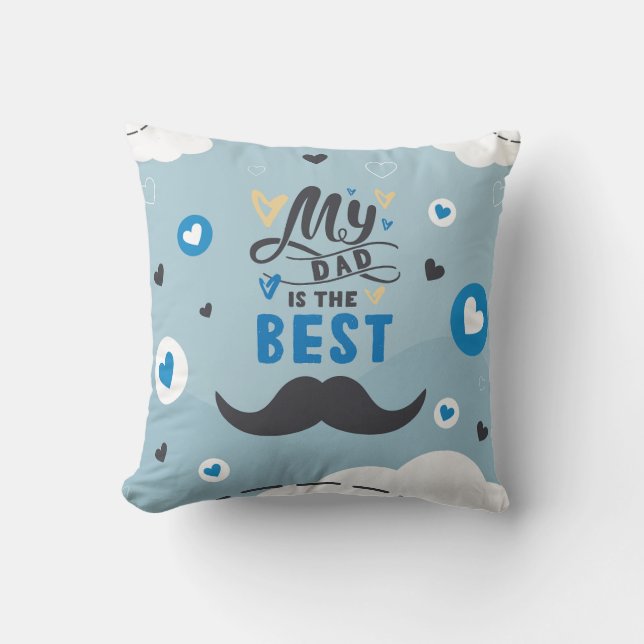 Best Dad Sky Blue Outdoor Pillow (Front)