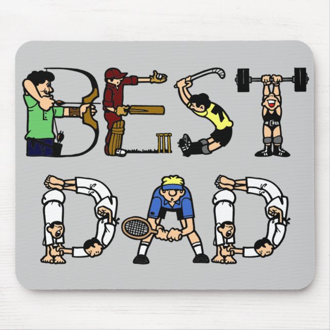 Best Dad Sports Fun Text Mouse Mat (Front)