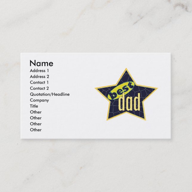 Best Dad Star 2 - Business Calling Card (Front)