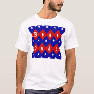 Best Dad Stars & Diamonds Typography Red & Blue T-Shirt